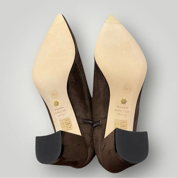 Stuart Weitzman Stuart 75 Zip Suede Bootie Brown Sz 6.5 - Picture 9 of 13